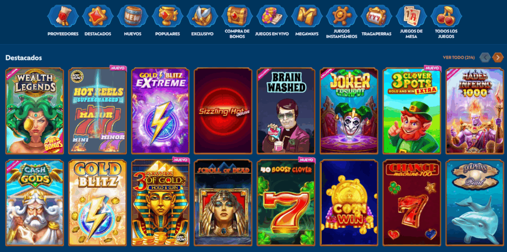Juegos disponibles en Winbay Casino