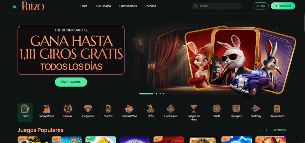 Diseño e interfaz de Ritzo Casino