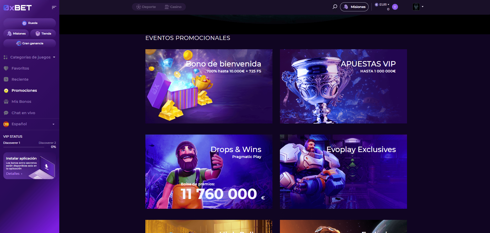 Bonuses and Promotions at 0xBet