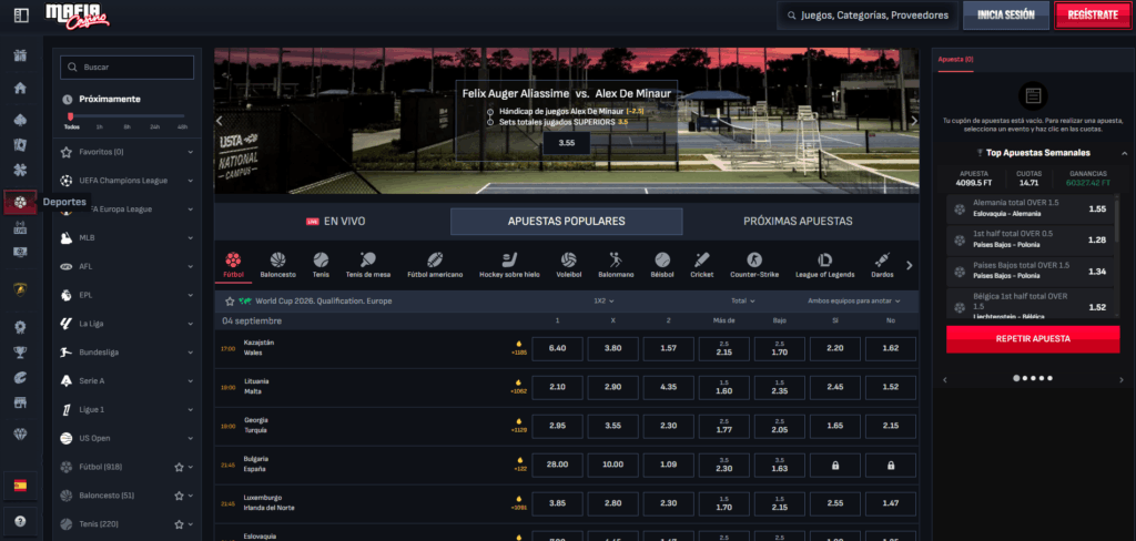 Visión General del Sportsbook de Mafia