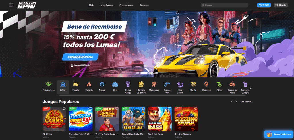NeedForSpin Casino homepage