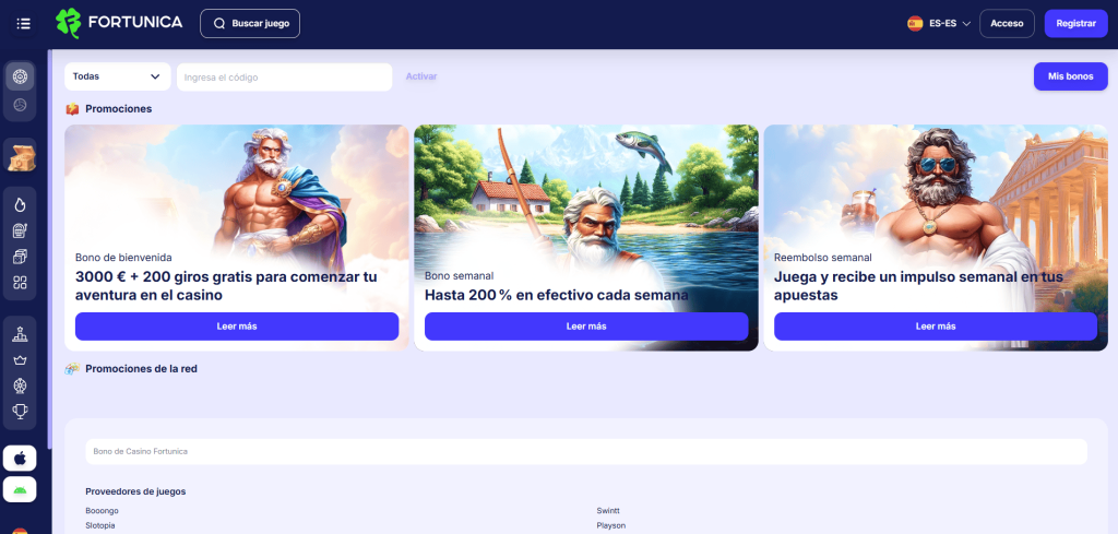 Bonos y Promociones en Fortunica