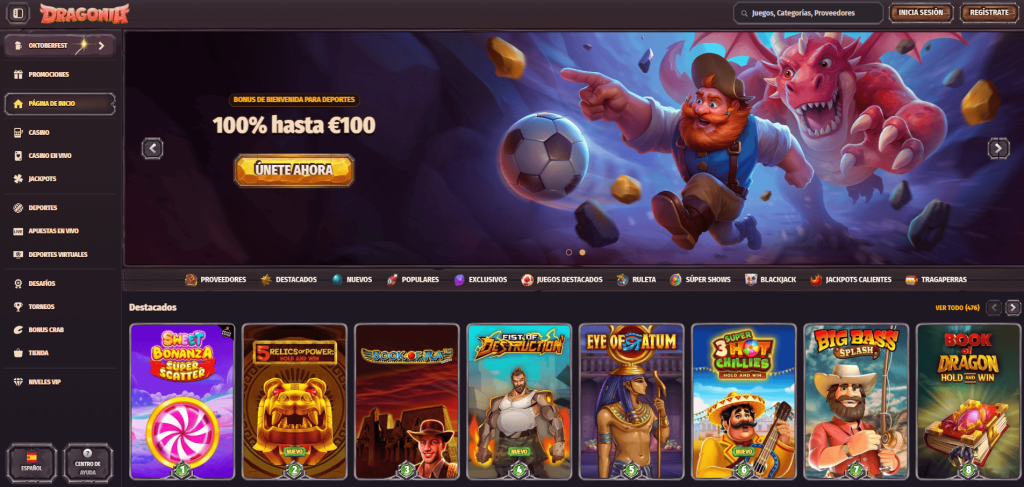 Dragonia Casino homepage