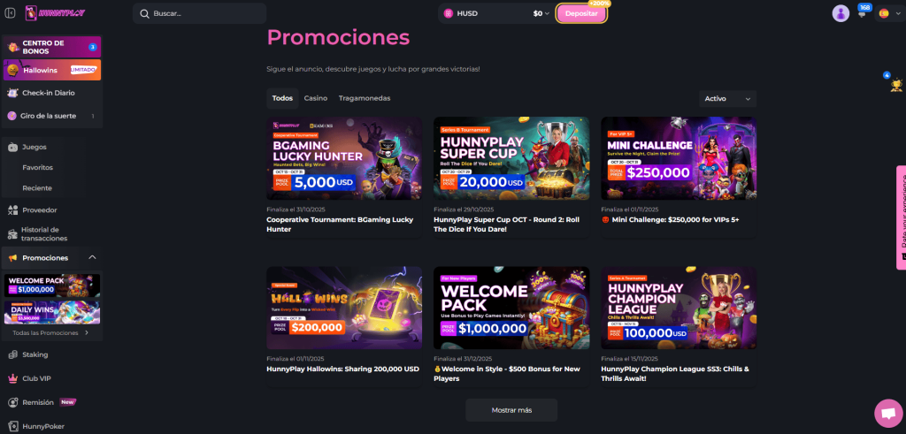 Bonuses and Promotions at HunnyPlay.io