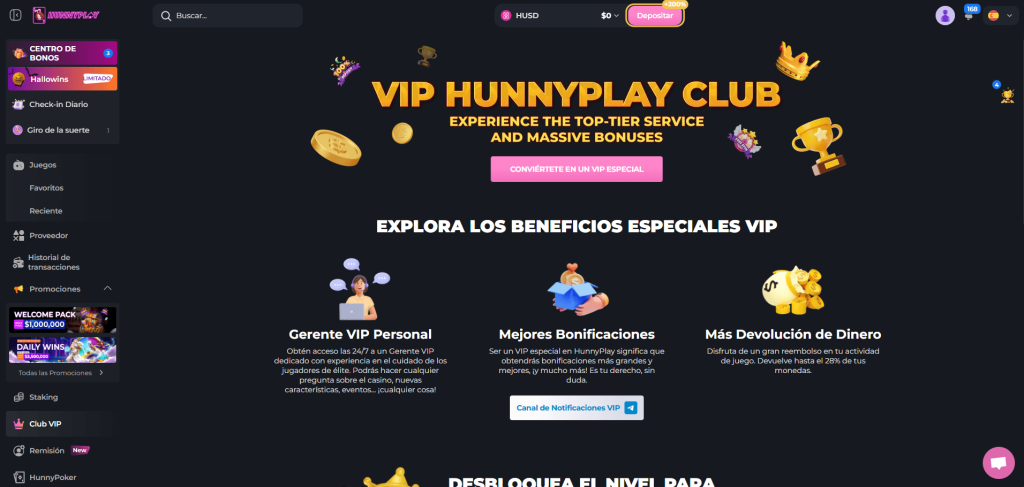 Vip Program at HunnyPlay.io