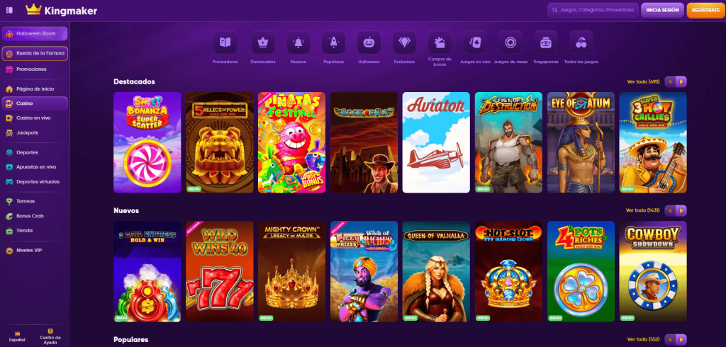 Selección de Juegos en Kingmaker Casino