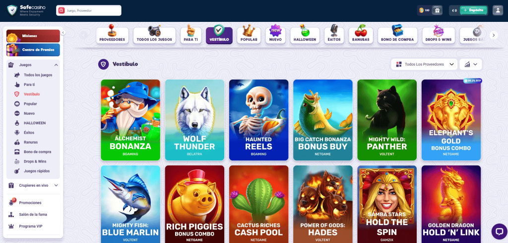 Game Selection at Safecasino Casino