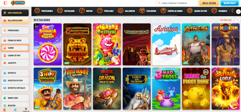 Selección de Juegos en Wyns Casino